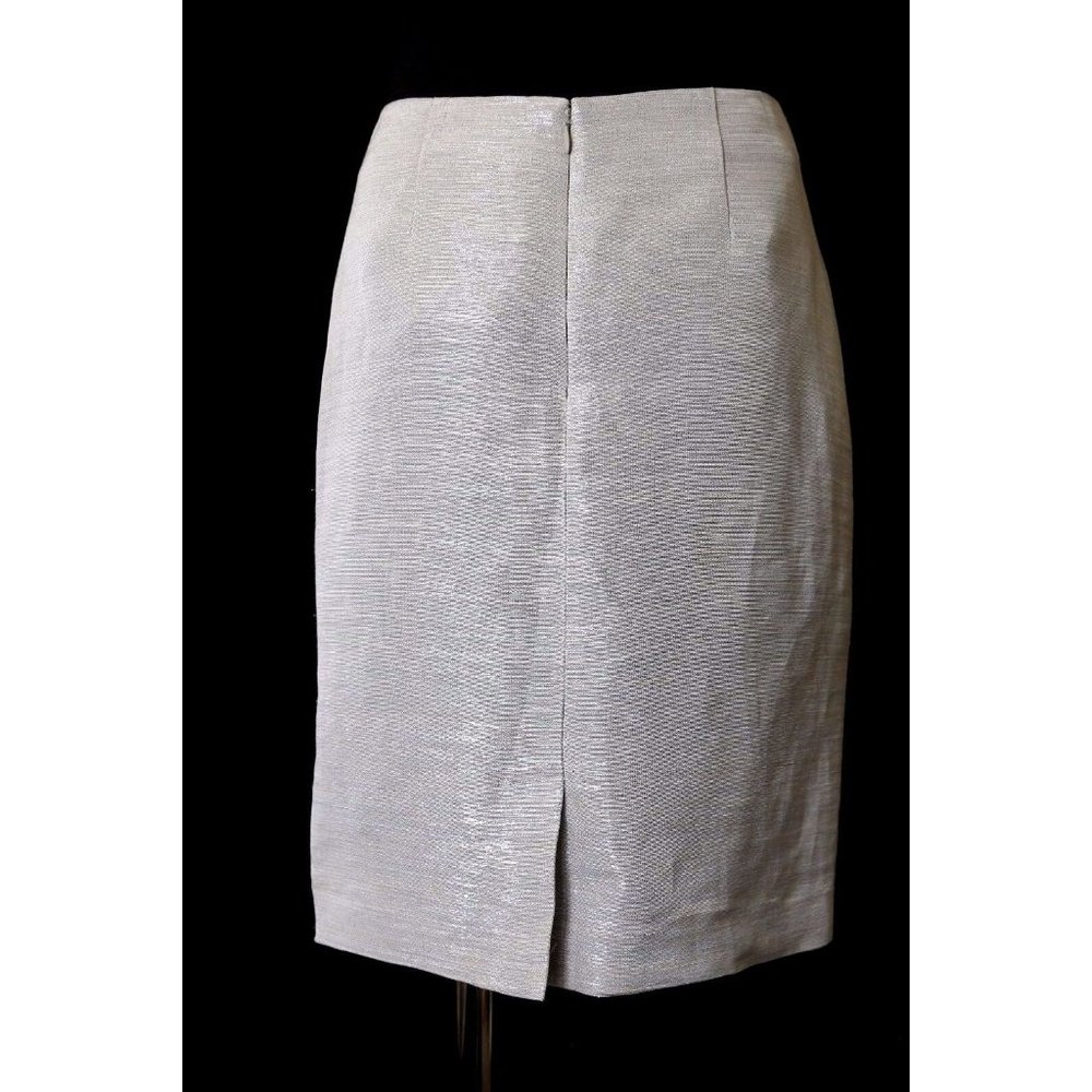 Jon by Teri Jon Metallic Silver Straight Textured Pencil Skirt 2 - Picture 7 of 9